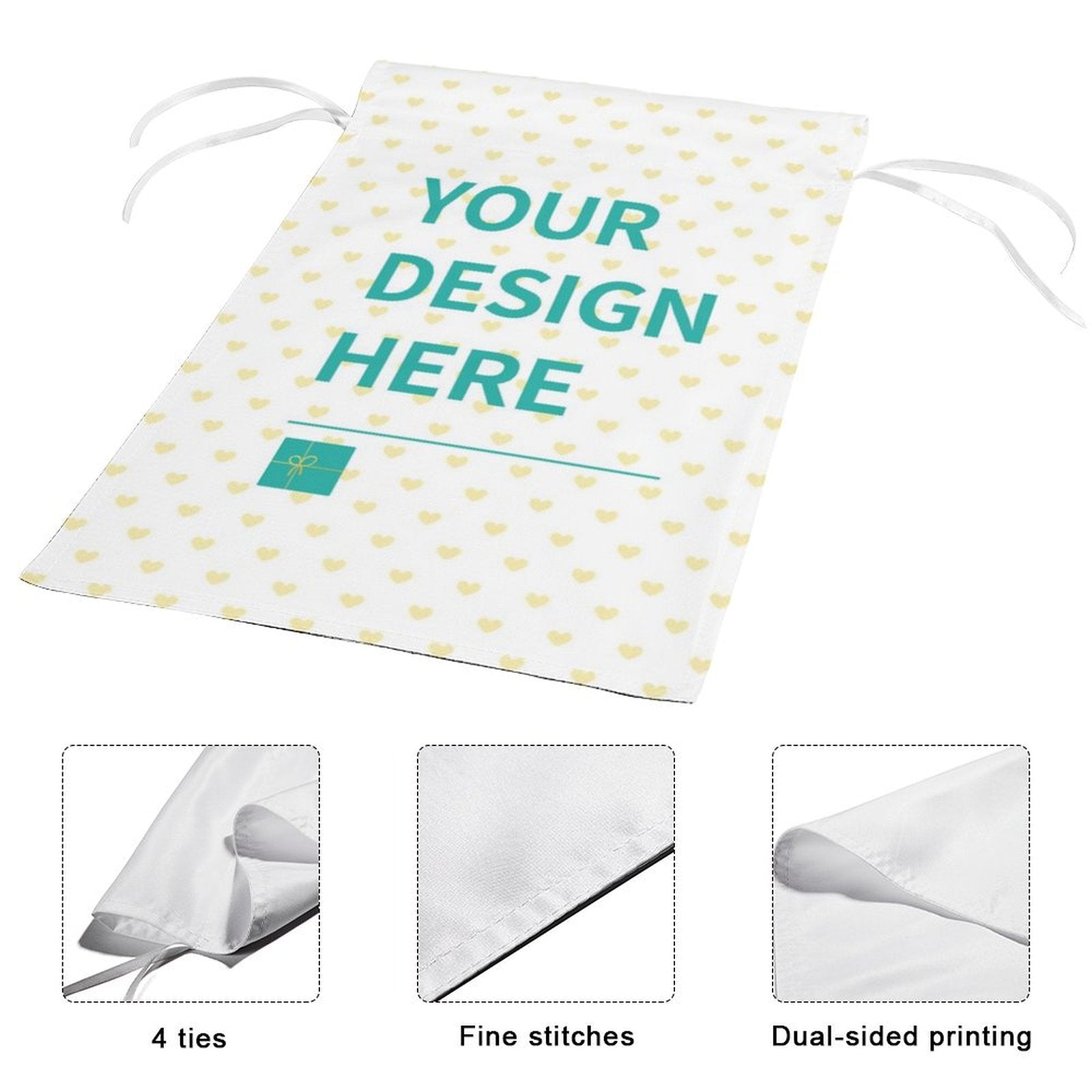 Personalized polyester garden flag with customizable design and heart pattern; Perfect for outdoor decor