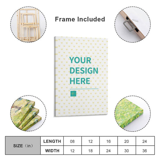Custom canvas print with your design, available in various sizes and frame options. Perfect for personalized wall art.