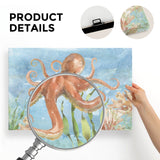 Under Sea Life IV Octopus and Coral Canvas Print, watercolor art, Product Details.