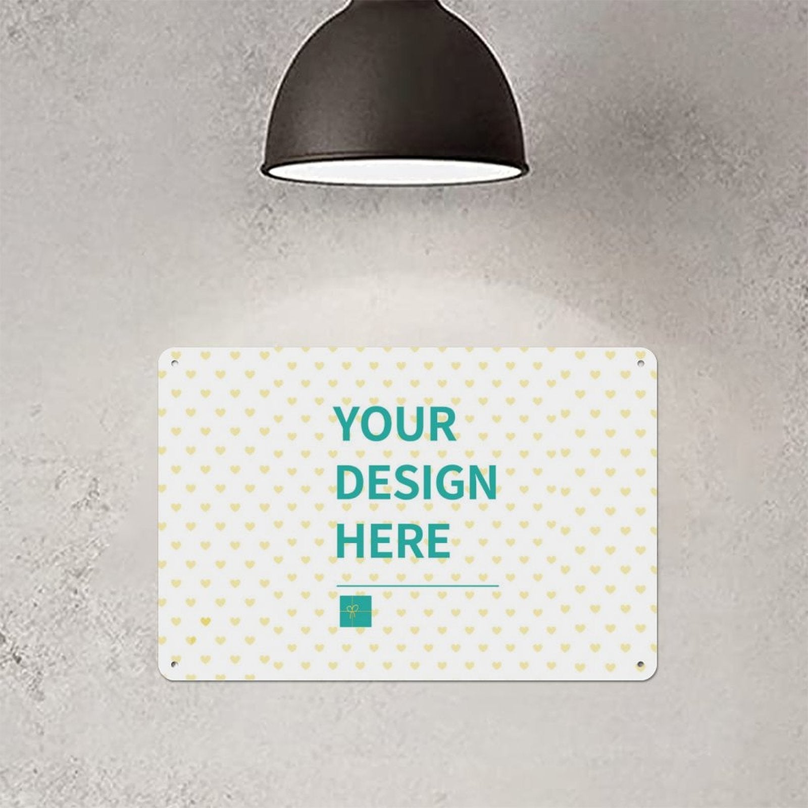 Customizable aluminum plaque with "YOUR DESIGN HERE", perfect for gifts and home decor.