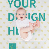 Customizable fleece blanket with heart pattern and YOUR DESIGN HERE, perfect baby gift.