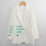 Customizable women's blazer with heart pattern; design your own open front jacket at MyArtsyGift.