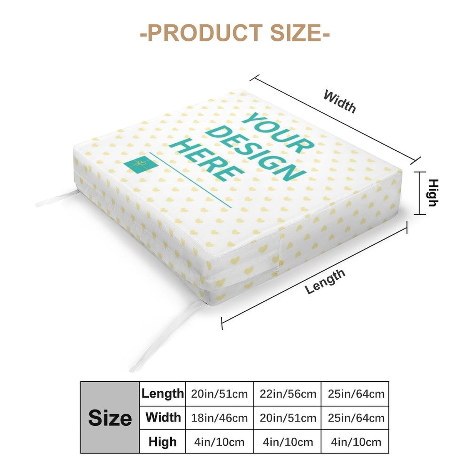 Outdoor furniture cover size guide with dimensions. Custom waterproof cover with heart pattern and design.