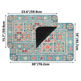 Colorful floral My Life entrance door mat, teal, pink, yellow, durable floor mat for indoor and outdoor use.