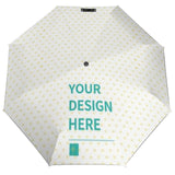 Customizable 3-Fold Auto Umbrella with Your Design Here, White with Yellow Heart Pattern