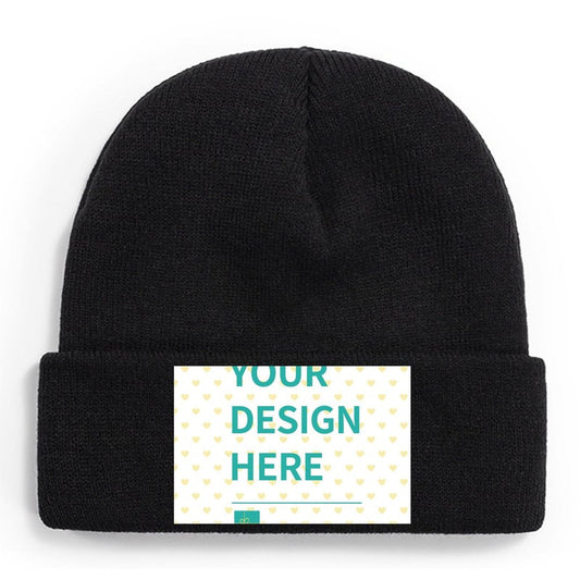 Custom Knit Beanie - Printed Patch - Ships from Canada