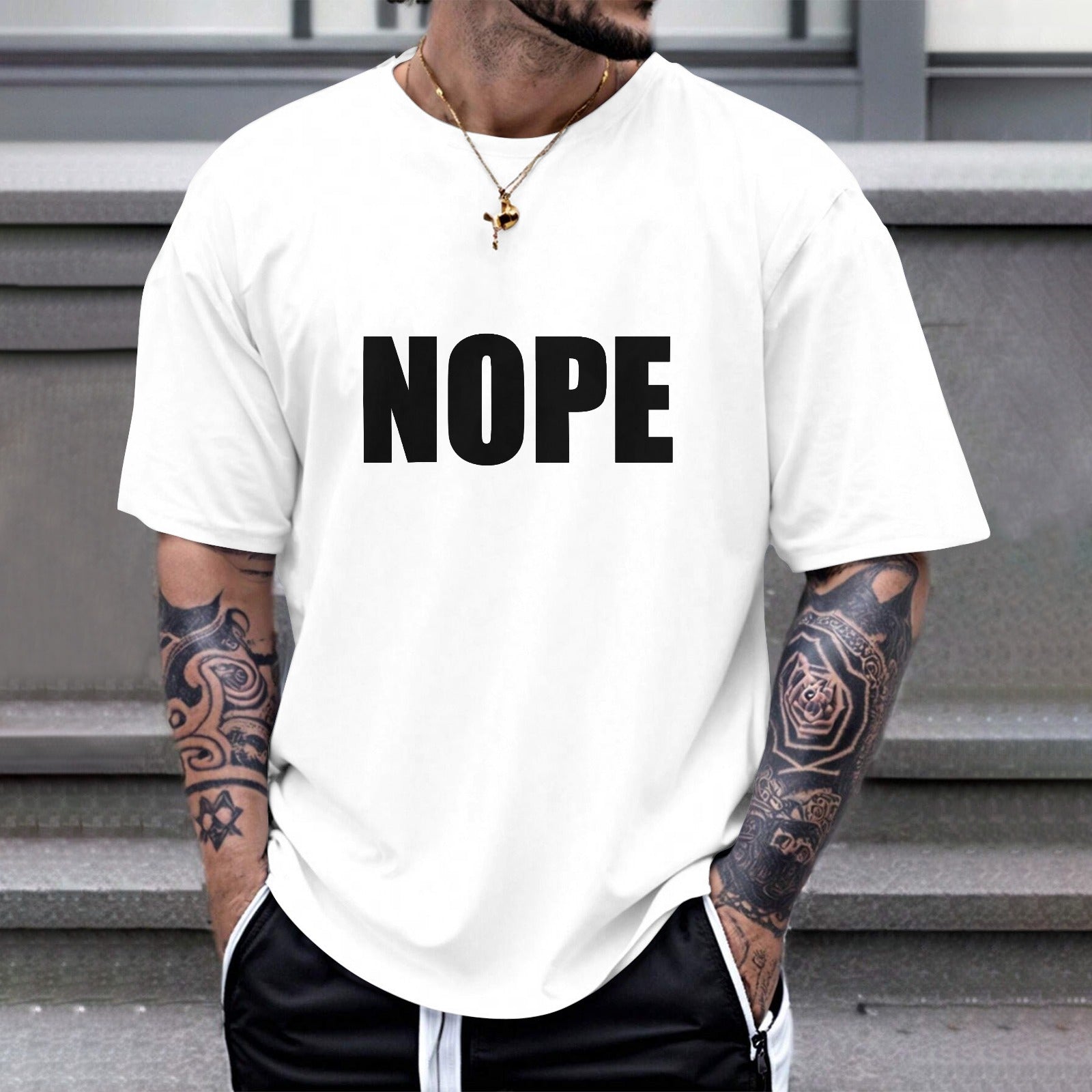 White NOPE Gildan unisex cotton t-shirt. Comfortable tee for casual wear. MyArtsyGift.