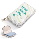 Personalized white PU leather card case with custom design area, minimalist wallet for men and women.