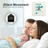 Custom square wall clock with silent movement, perfect for bedroom or home decor, personalized design, with sleeping baby.