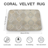 Coral velvet bathroom rug with gold floral pattern, non-slip and quick-drying, 60x40cm