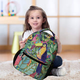 Kids toucan backpack, durable twill fabric, school bag for kids and teens, colorful design.