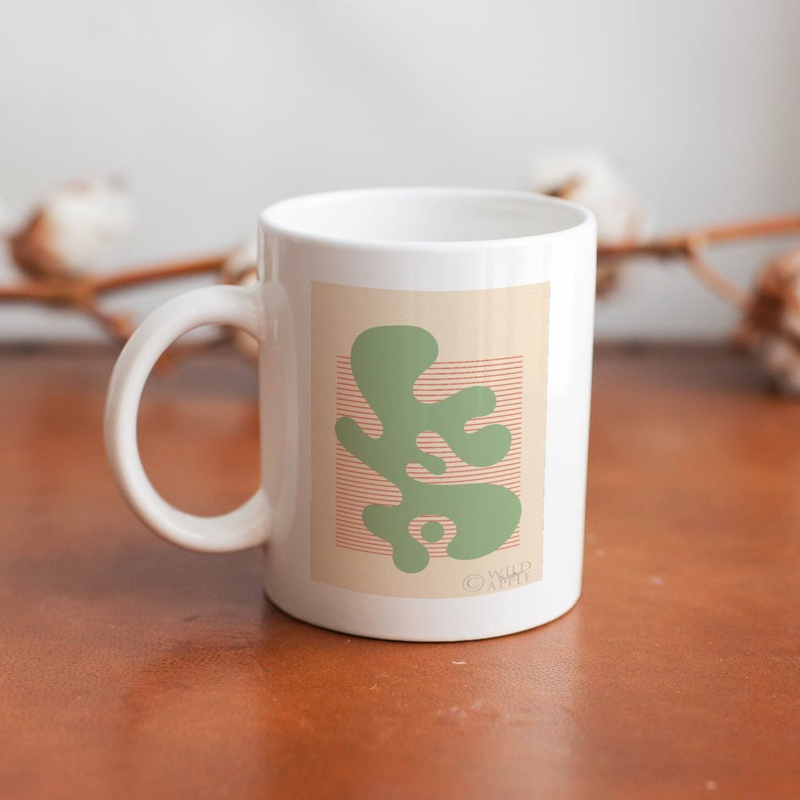 White ceramic Shape Up IV mug by Wild Apple, personalized coffee gift, durable and elegant