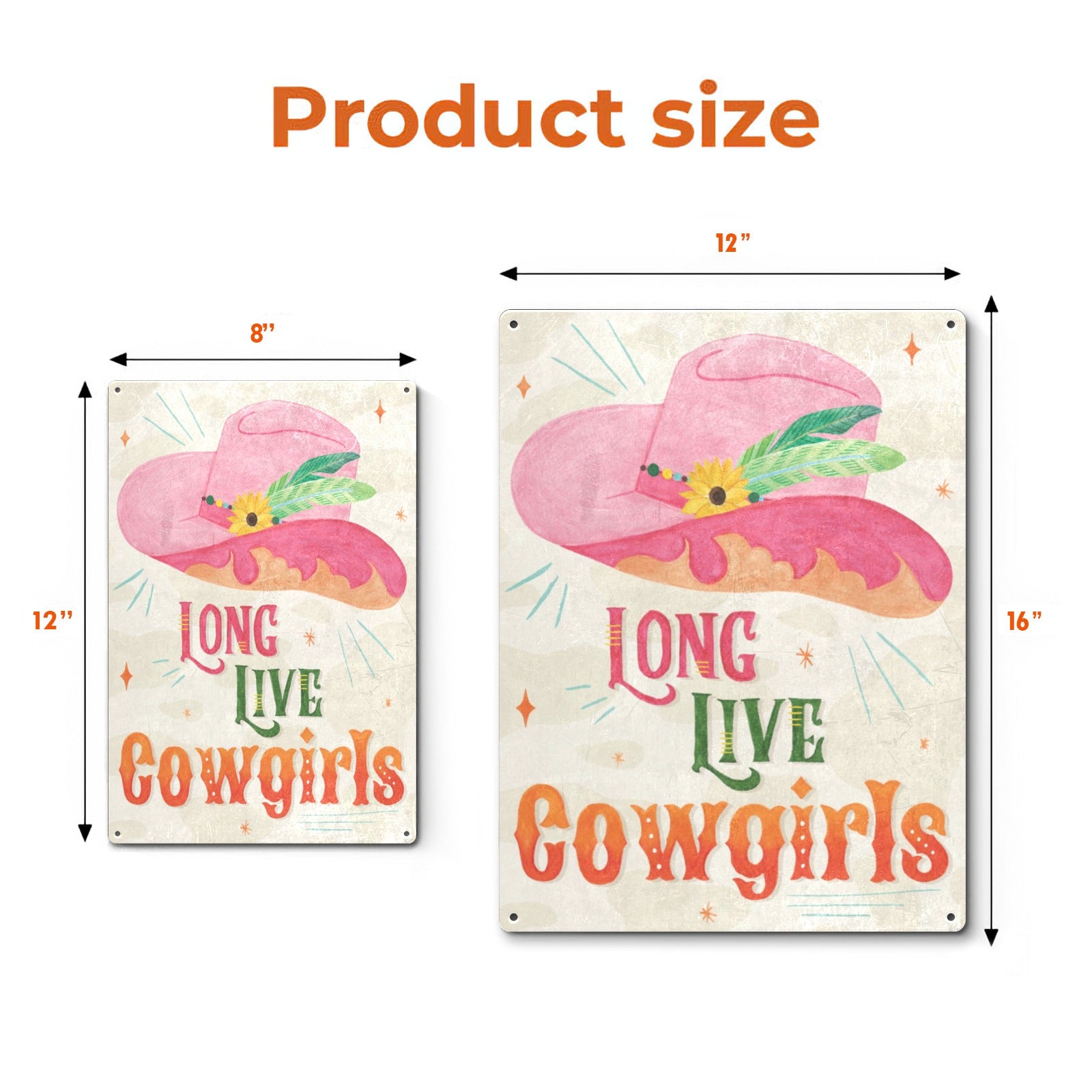 Cowgirl Club III tin sign, pink cowboy hat decor, featuring the text "LONG LIVE Cowgirls", perfect for home or office.