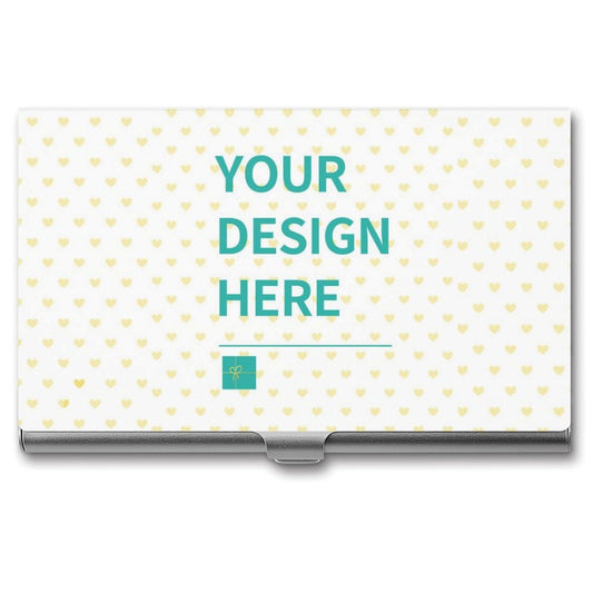 Custom business card holder, aluminum alloy with personalized design, Your Design Here. For Men and Women