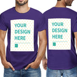 Purple custom t-shirt for men with double-sided 'YOUR DESIGN HERE' print, from MyArtsyGift.