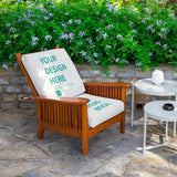 Custom outdoor chair cushion with heart pattern and 'YOUR DESIGN HERE' design, waterproof, perfect for patio or balcony.