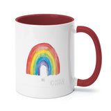 Pride mug with rainbow design, red handle and inner color, from MyArtsyGift. Perfect customizable gift.