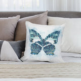 Watercolor butterfly plush pillow cover, decorative for sofa or living room. Soft short plush material