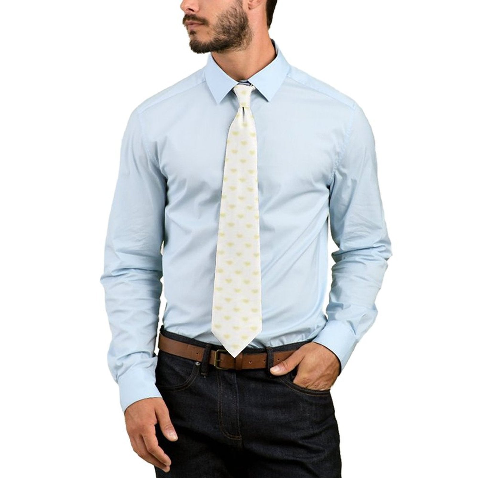 Heart-patterned men's tie, business work gift for dad, husband, boyfriend. Polyester material.