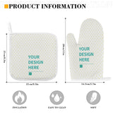 Customizable white potholder and oven mitt with Your Design Here text, kitchen accessories