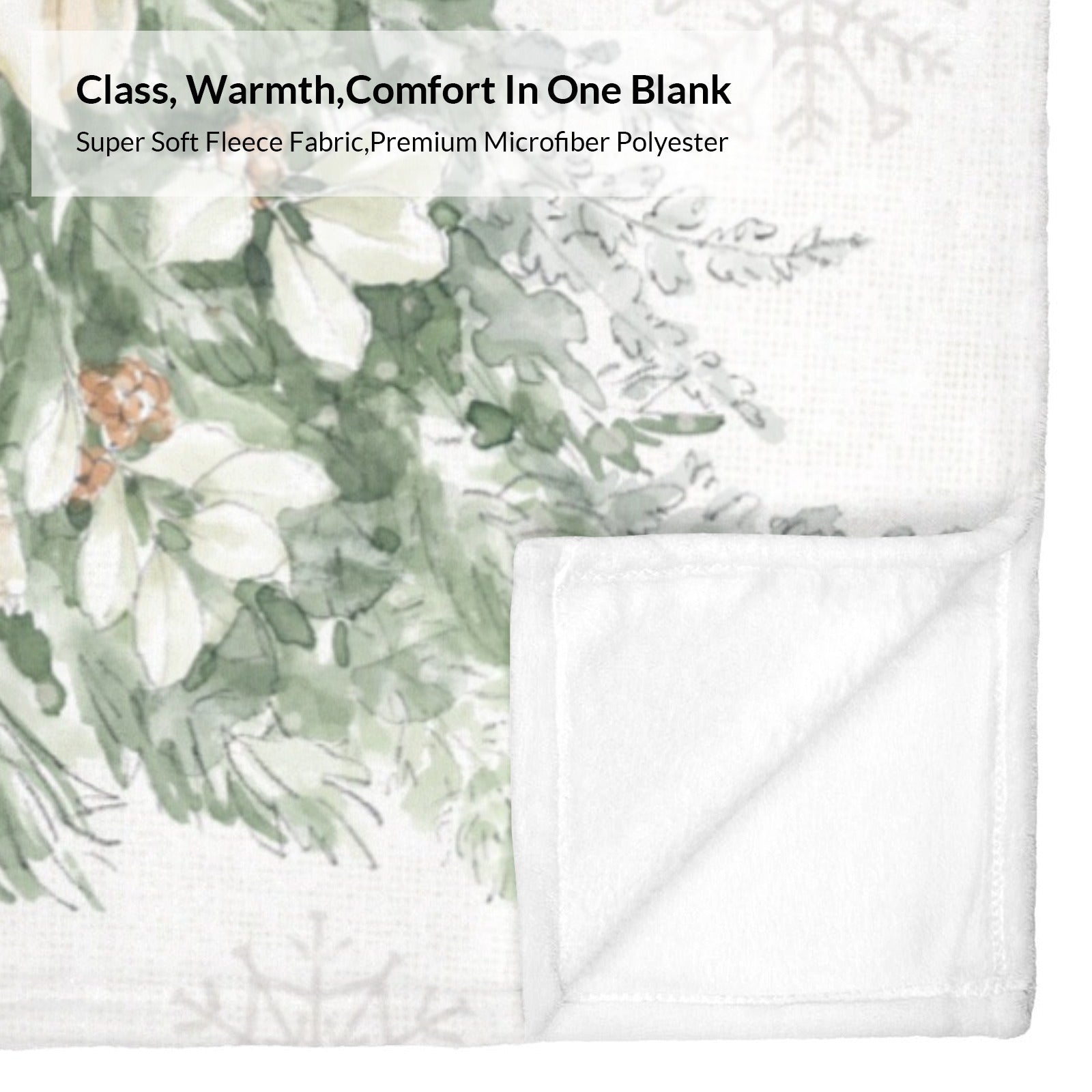 Winter Christmas Tree Flannel Blanket, soft fleece blanket with cozy watercolor design for sofa couch or bed