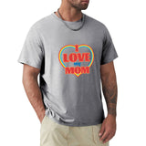 MyArtsyGift men's gray cotton t-shirt with 'I Love My Mom' design, classic crew neck tee.