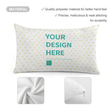 Customizable short plush pillow case with heart pattern and 'Your Design Here' text, white, personalized gift