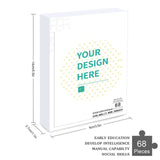 Customizable round photo puzzle box with design space, 68 pieces. Personalized wooden jigsaw puzzle for adults and kids.