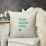 Customizable linen throw pillow case with 'YOUR DESIGN HERE' text, perfect for home decor.