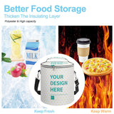 Customizable cooler backpack with 'YOUR DESIGN HERE' design for travel and picnic, keeps food fresh and warm.