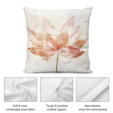 Luxury plush throw pillow cover with watercolor lotus design, soft fabric, and invisible zipper. Perfect for sofa decor.