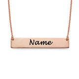 Rose Gold Personalized Name Bar Necklace, custom pendant necklace jewelry gift for women and men