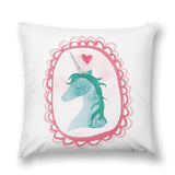 Unicorn pillow cover with soft short plush, decorative cover for sofa, couch, and living room.