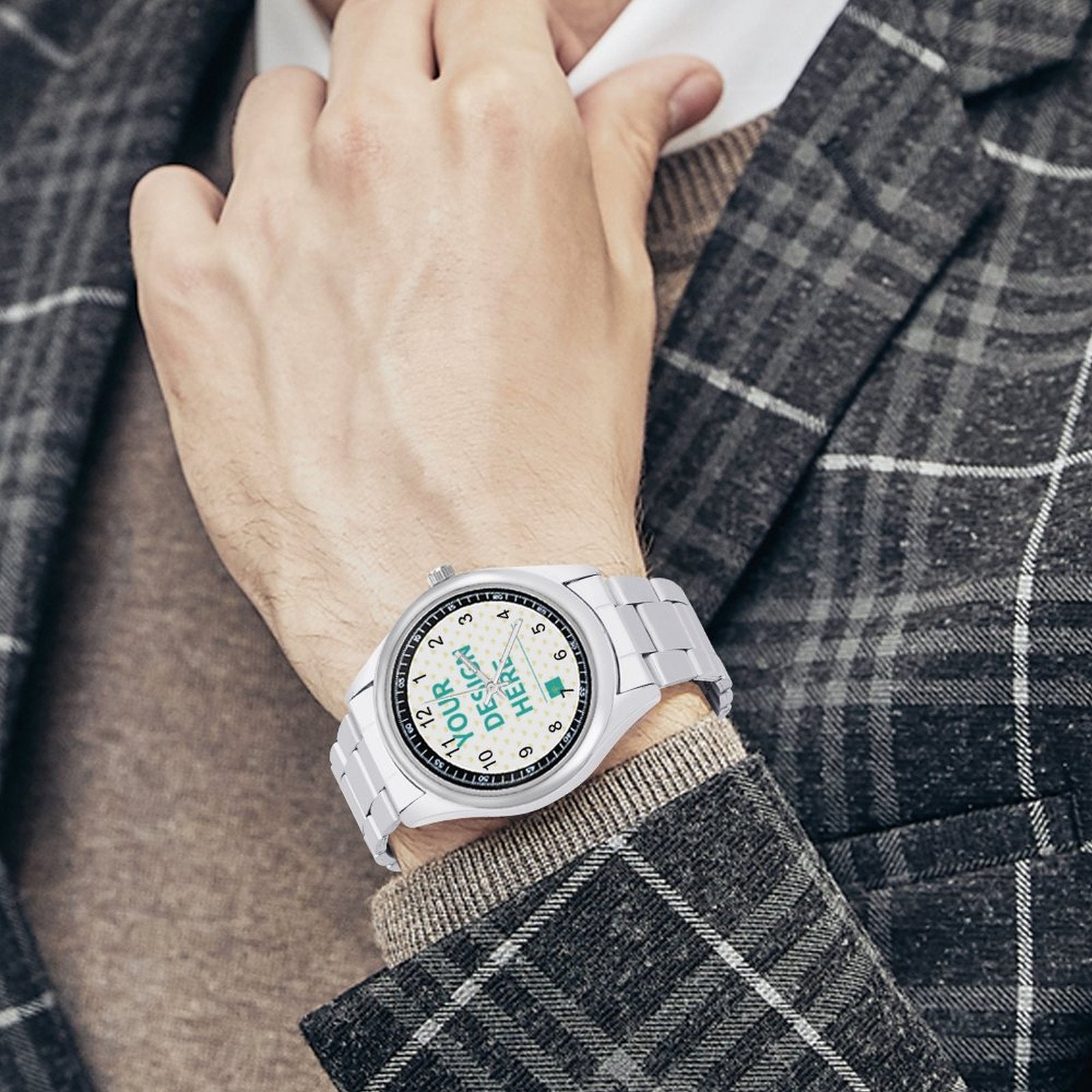 Custom photo watch with YOUR DESIGN HERE, stainless steel bracelet, a personalized gift