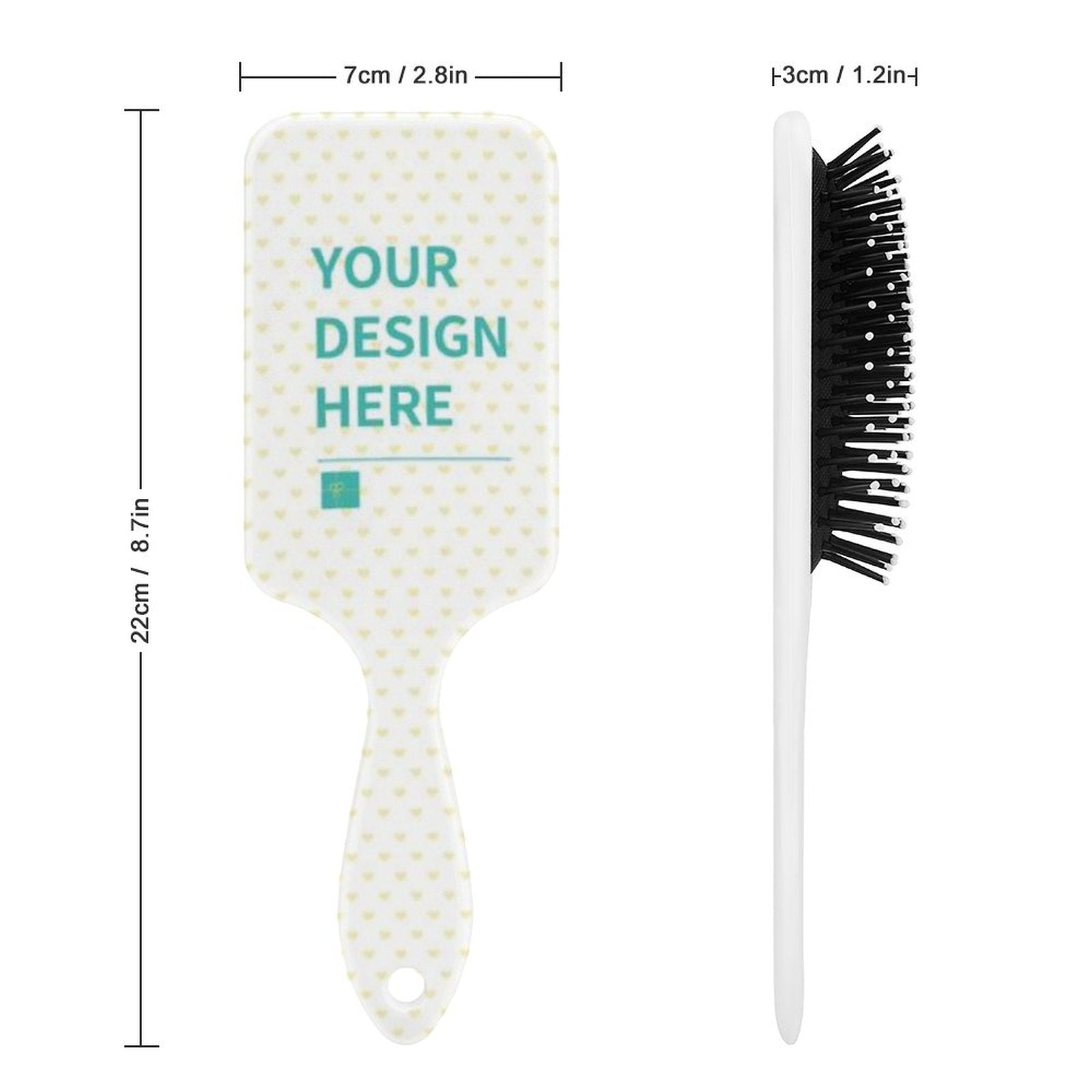 Customizable Air Cushion Massage Hair Brush - Your Design Here - White Handle with Black Bristles