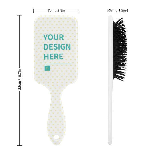 Customizable Air Cushion Massage Hair Brush - Your Design Here - White Handle with Black Bristles