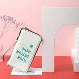 Custom PU leather long zipper purse with 'Your Design Here' text, available at MyArtsyGift.com