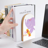 Beech wood bookends with elephant graphic and 'BE UNIQUE' text, perfect book holders for the library or office