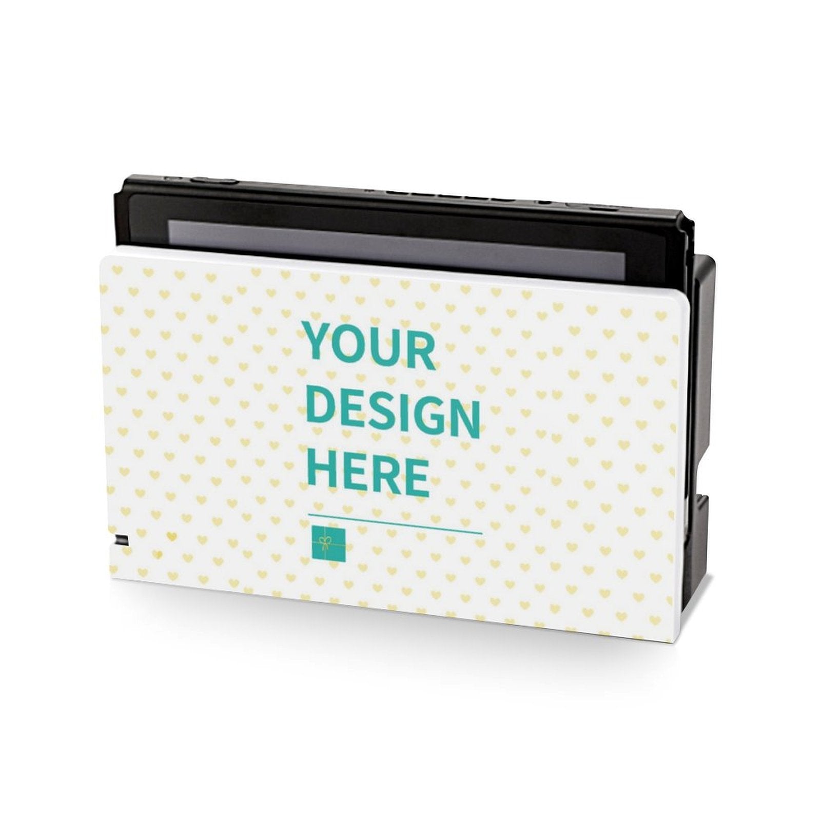 Customizable Nintendo Switch charging dock faceplate, 'YOUR DESIGN HERE' design, MyArtsyGift.com