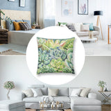 Watercolor succulent plush pillow cover on sofa, a soft, fluffy decorative item for the living room, home decor and gift.