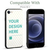 Custom iPhone SE 3 case with your design here, black TPU material, personalized cover