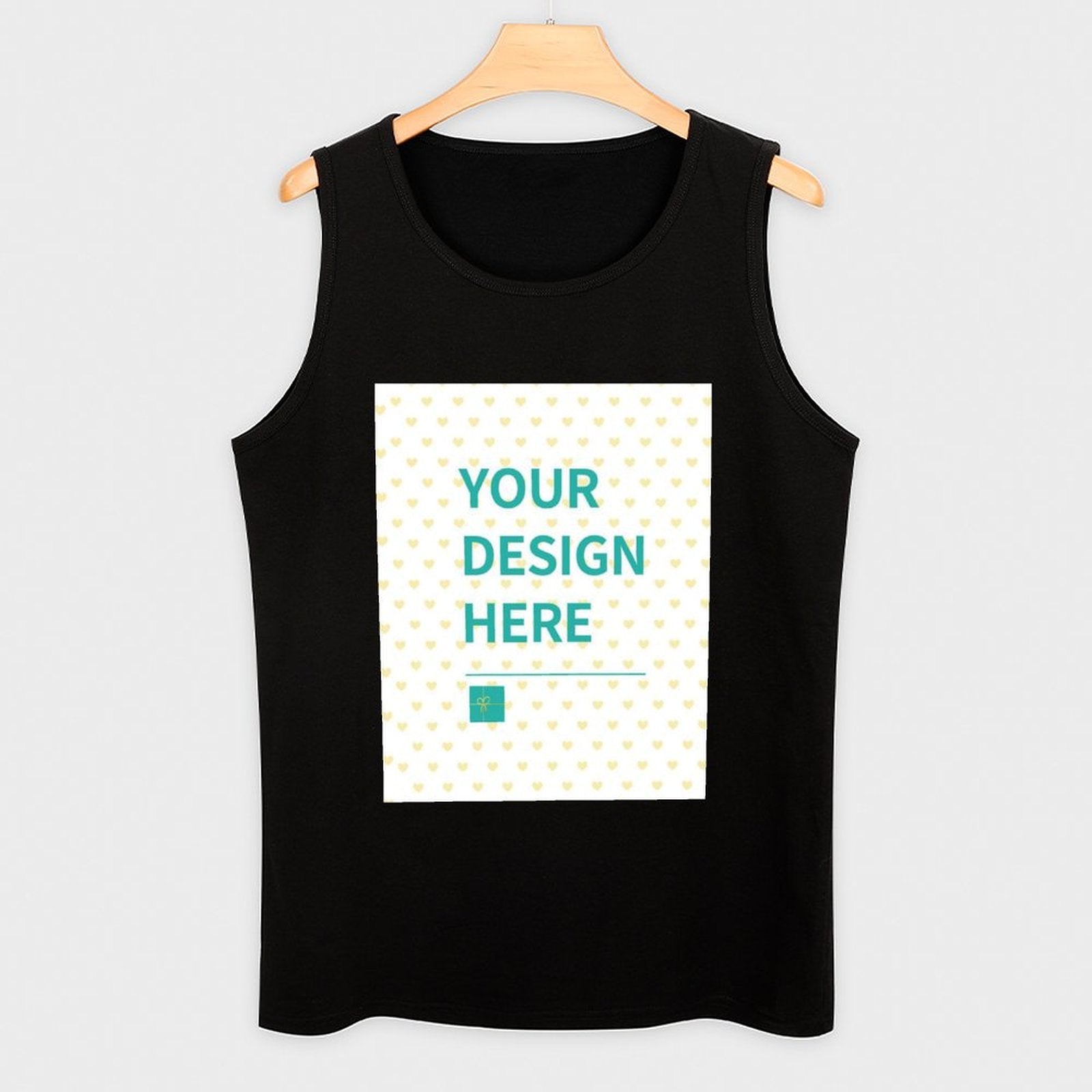 Customizable black mens workout tank top. Add your design.