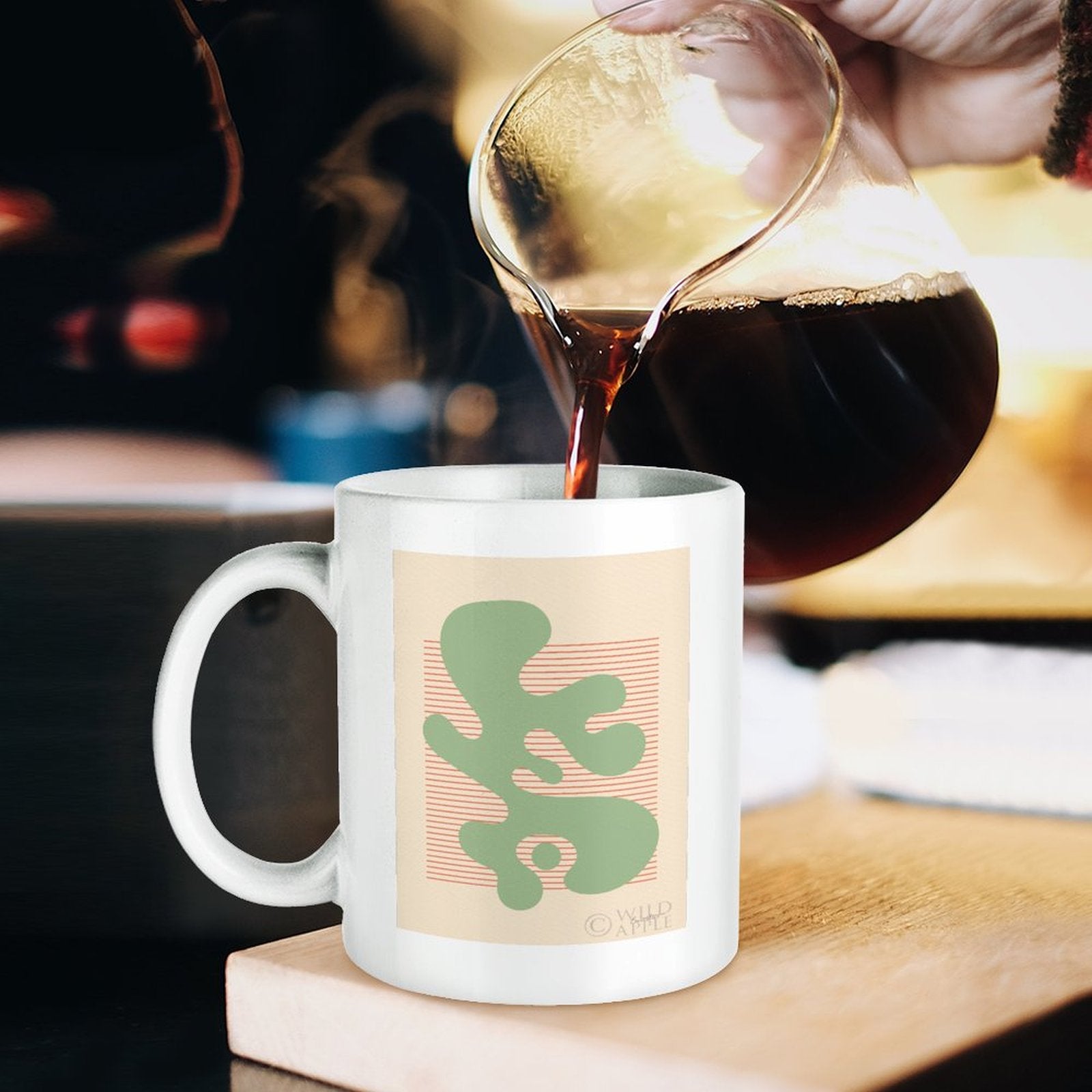 White ceramic Shape Up IV mug by Wild Apple being filled with coffee, a perfect personalized gift