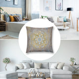 Mandala design short plush pillow cover, gold and blue pattern, decorative sofa cushion for living room decor