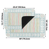 Geometric door mat set with pastel stripes, suitable for indoor or outdoor use, non-slip backing