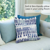 MyArtsyGift plush pillow cover, blue brushstroke pattern, soft fabric, sofa decor for living room, skin-friendly.