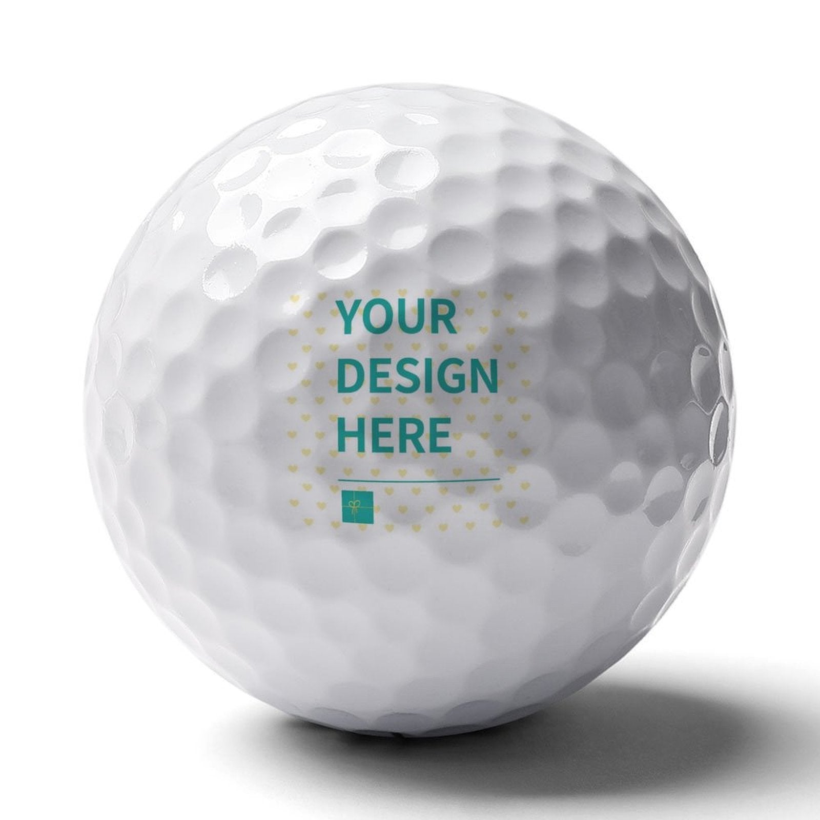 Custom golf ball with "YOUR DESIGN HERE" text, ideal gift for men, boyfriend, husband, or grandpa.