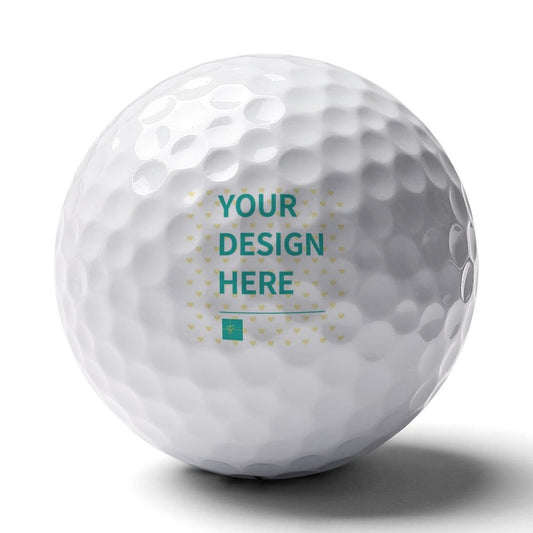 Custom golf ball with "YOUR DESIGN HERE" text, ideal gift for men, boyfriend, husband, or grandpa.