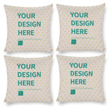 MyArtsyGift - Custom Pillow Case Set of 4 Personalized Cotton Linen Throw Pillow Cases for Bedroom, Living Room