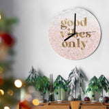 Pink 'Good Vibes Only' wall clock, MDF, modern kitchen decor